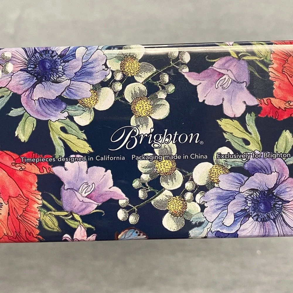 Brighton Floral Metal Tin Case Pencil Box‎ Holder Stationery Storage Decor